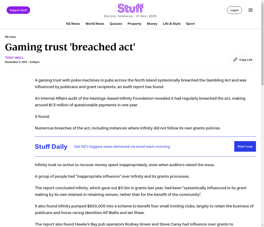 Stuff - Infinity Foundation $1.5M Questionable Payments