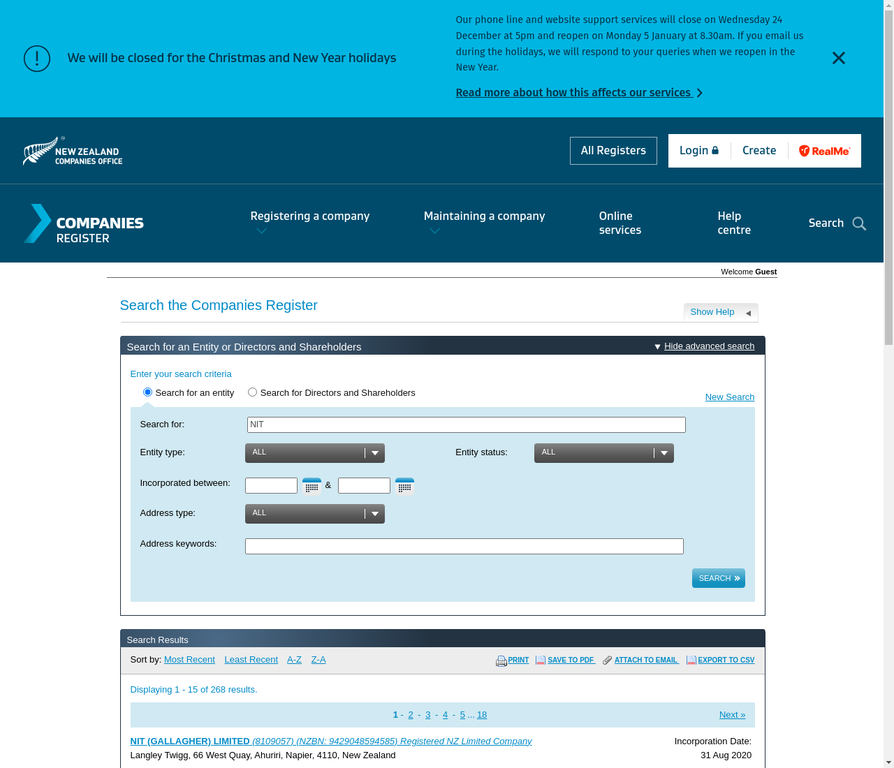 NIT Companies Search - Langley Twigg Address