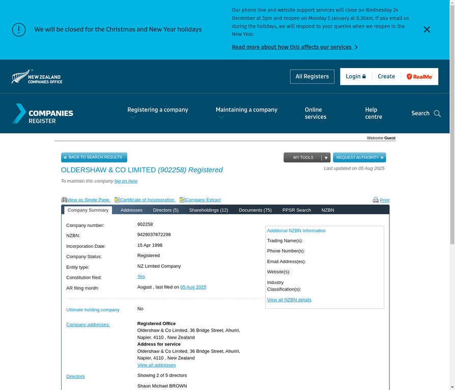 Oldershaw & Co Limited - Company Details