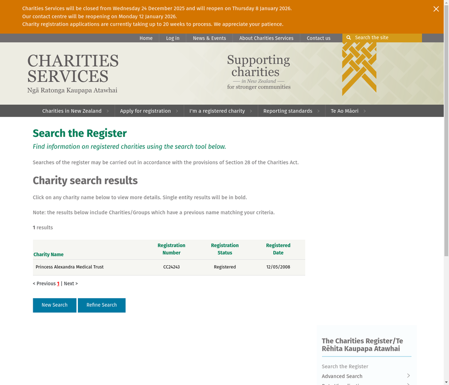 PAMT - Charities Register Search