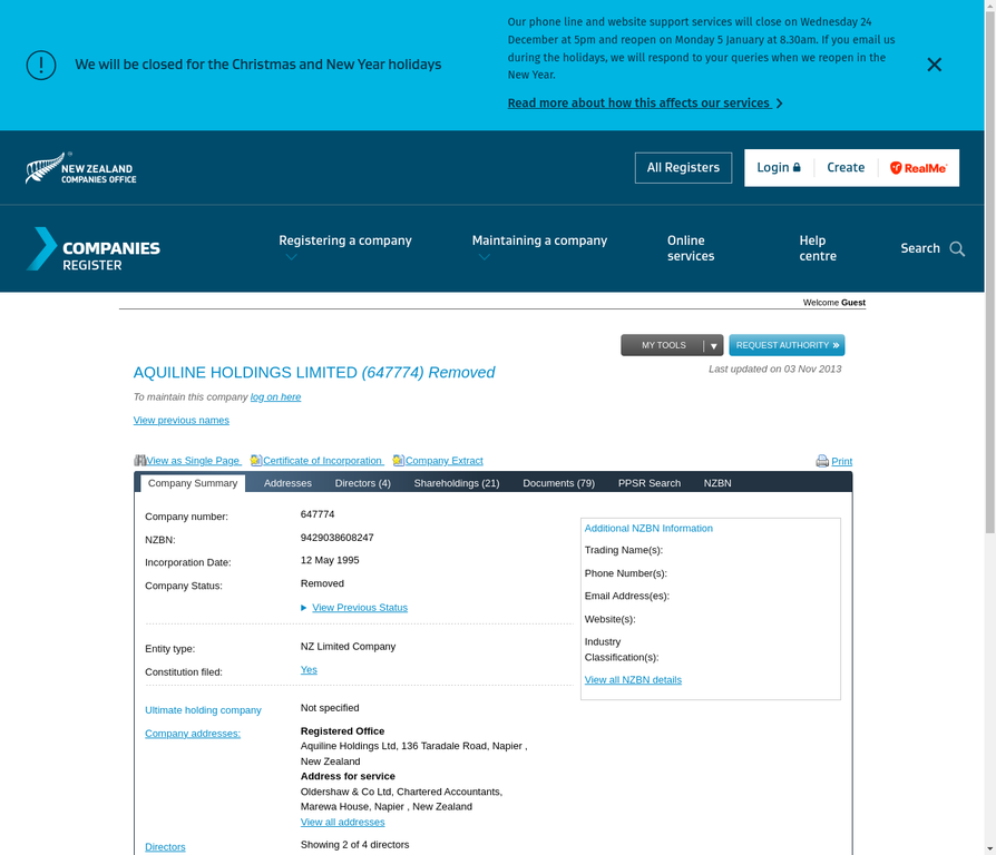 Aquiline Holdings - Second Capture