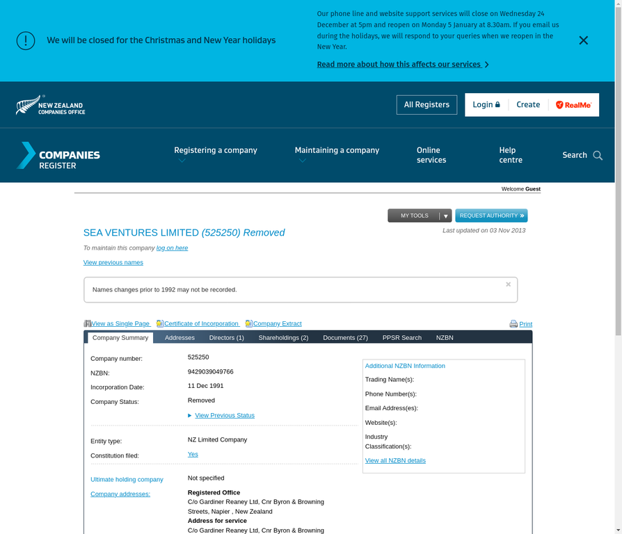 Sea Ventures Limited - Second Capture