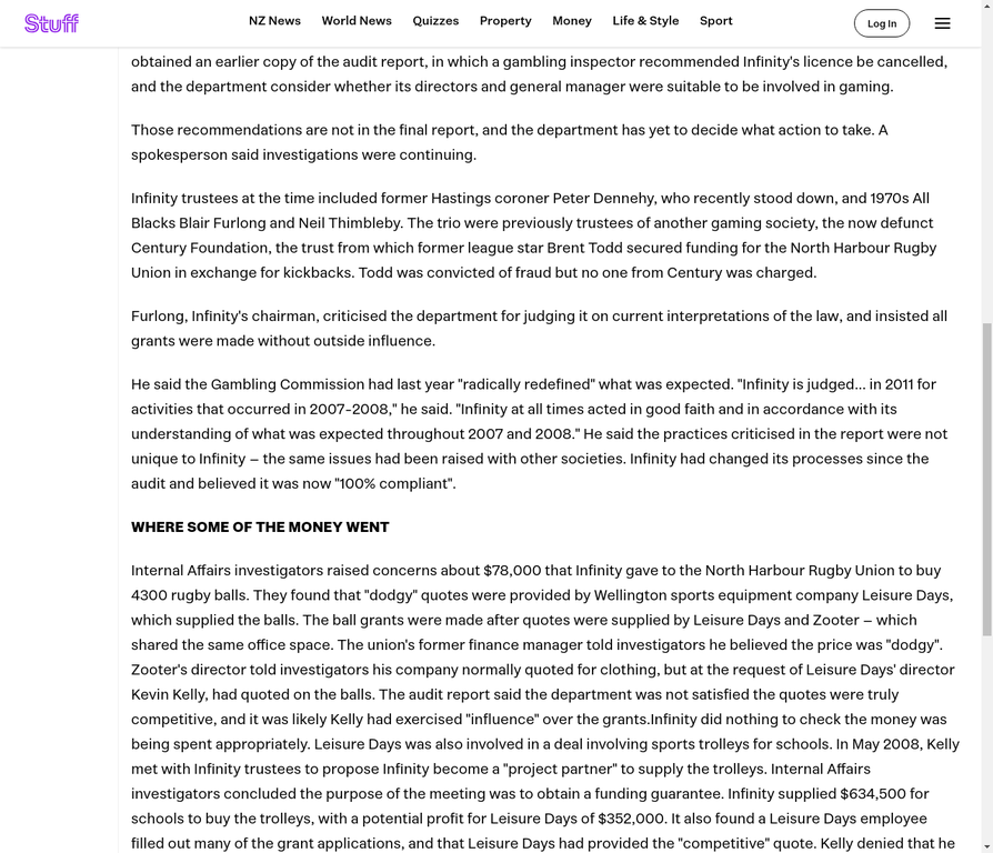 Stuff - Peter Dennehy Infinity Trustee